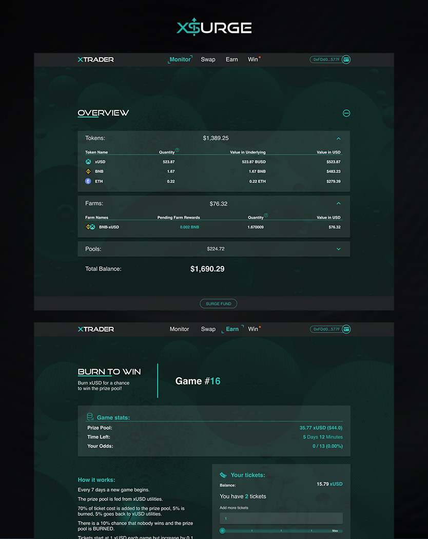 xSurge crypto project design by web3uiux